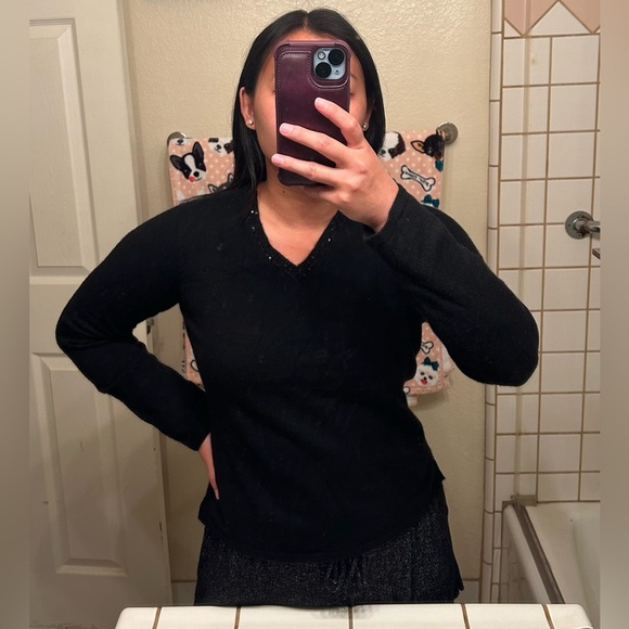 Jones New York Cashmere V-Neck Black Sweater - S - Picture 6 of 6